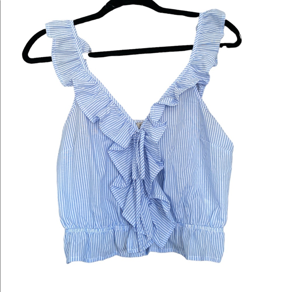 Blue and White Stripe Crop Top